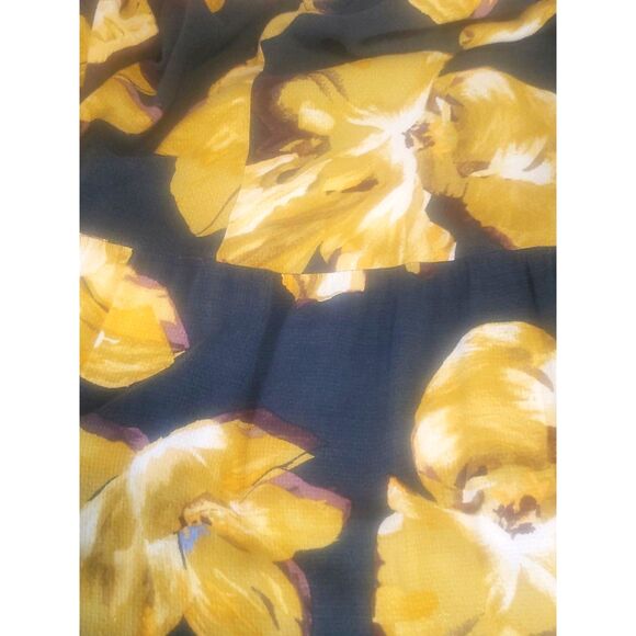 A New Day Green Yellow Floral Tiered Pockets Midi Dress Size Large - Picture 4 of 7